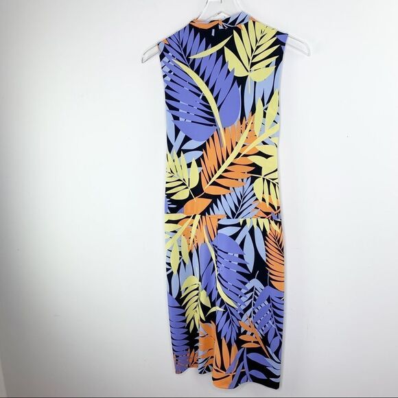 Moda International V-Neck Vivid Colorful Tropical Sleeveless Dress Sz 8 - Picture 6 of 9